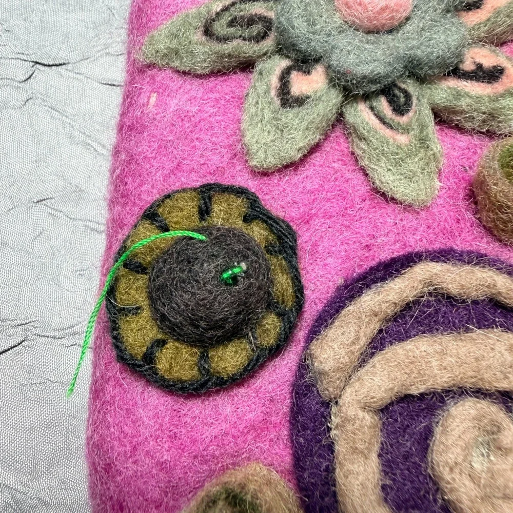 Rising Tide Pink Felted Wool Floral 8x5